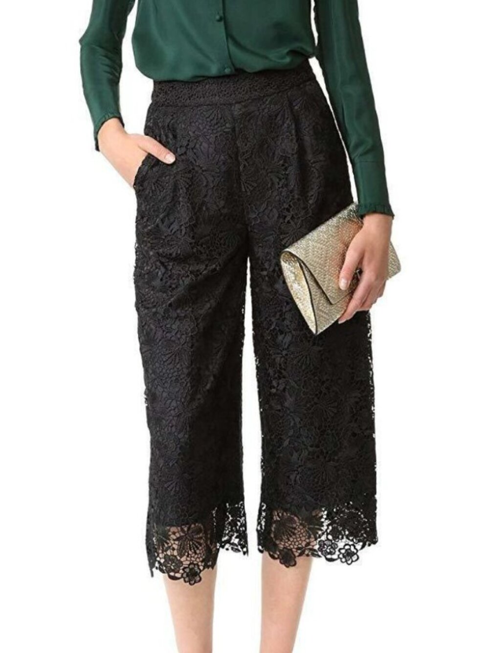 Diane Von Furstenberg Holly Lace Floral Cropped Pants Culottes 6 Large